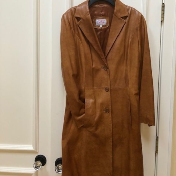Leather Trench Coat cognac color - Picture 1 of 3